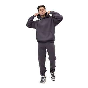 Wholesale Custom Printed Plus Size Unisex Winter Tracksuit 100 percent Cotton Sweat Suit Eco Friendly Breathable Two Piece Set - Product Image 3