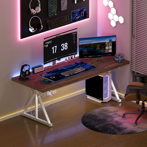 <strong>Rustic</strong> Wood Computer <strong>Desk</strong> with Power Outlets Sturdy X Shaped Metal Frame Large <strong>Office</strong> <strong>Desk</strong> for Home <strong>Office</strong> Gaming - Product Image 3