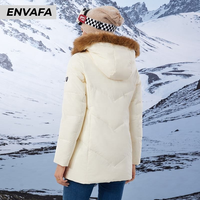 Veste matelassée tissée écologique personnalisée pour femme, parka coupe-vent avec capuche en fourrure, fermeture éclair et logo personnalisé