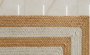 Alfombra de Yute Tejida a Mano Estilo Boho Farmhouse, Elegante Borde Blanco, Alfombra de Fibra Natural, Decoración Rústica Chic para el Suelo - Product Image 6