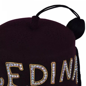 Sombrero Fez Masónico Personalizado de Alta Calidad con Brillantes Pedrerías Color Granate, el Más Vendido, Regalia para Masones, Ideal para Uso en Exteriores y Playa - Product Image 4
