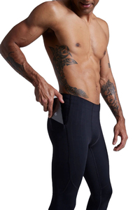 Leggings de compression couleur unie pour adultes, vêtements de sport, taille mi-haute élastique, avec poches latérales, pour adultes et garçons, avec option OEM - Product Image 6
