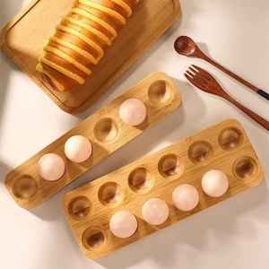Bandeja de madera para huevos, tabla larga para servir, plato para huevos rellenos, soporte de madera para huevos, organizador de huevos para cocina, bandeja para servir huevos para el desayuno - Product Image 1