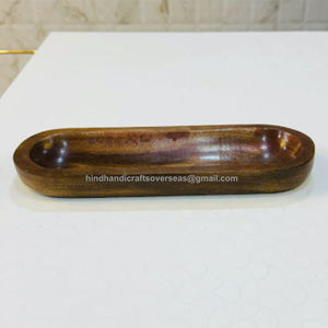 Bol à bougie en bois fabriqué à la main avec 30L * 10W * 3H cms taille en bois naturel pour la décoration de la foudre par HHO - Product Image 4