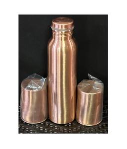 Contemporary Copper <b>Water</b> Bottle Mirror Polish Leakproof Refillable Wellness Drink <b>Container</b> Everyday Office Travel Outdoor Use - Product Image 4