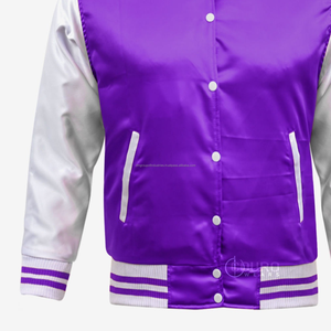 Chaqueta universitaria bordada con revestimiento personalizado, cuello levantado de satén, diseño universitario Letterman para invierno - Product Image 4