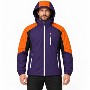 Veste d'hiver softshell pour homme avec logo d'entreprise personnalisé, idéale pour la randonnée et le camping, à capuche, fermeture éclair intégrale, blocs de couleur, poche poitrine, poches chauffe-mains, pour le travail - Product Image 5