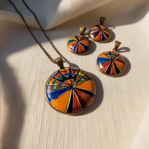 Conjunto de colgantes de moda pintados a mano Fusión cultural Verano esencial para el estilo en capas Elegancia hecha a mano - Product Image 1