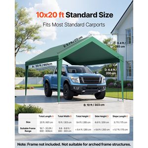 Telo di Ricambio per Tettoia Auto/Camion 10x20ft, Tenda Impermeabile Anti-UV Resistente per Riparo Veicoli, Uso Gravoso - Product Image 2