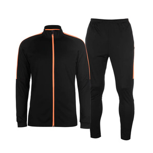Chándal Deportivo Personalizado para Hombre, Negro y Naranja, con Cierre Completo, de Secado Rápido, Poliéster, Corte Regular, con Bolsillos Laterales - Product Image 1