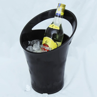 Seau à glace en plastique noir avec poignée, bac à boissons pour bière, champagne, fête, bar, club