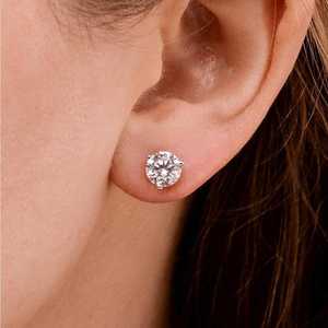 Sparkly Round Cut Solitaire <b>Stud</b> Earrings For Unisex 6MM Each Moissanite 925 <b>Silver</b> for Women's Party Occasion Gift For Partner - Product Image 1