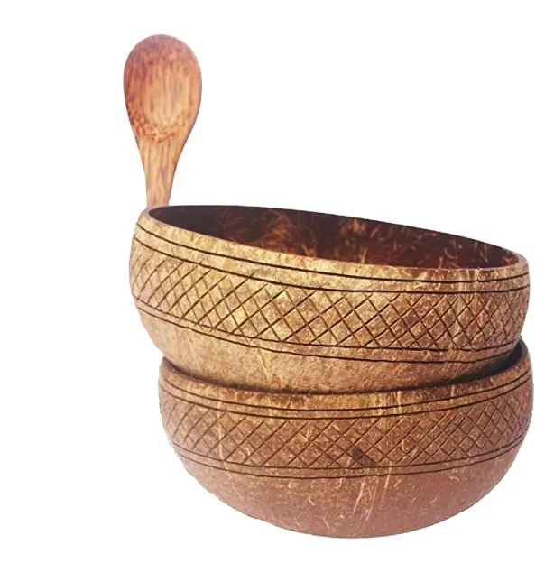 Wholesale Amazon Hot Sale Coconut Shell Bowl Set Salad Wooden Bowl And Spoon With Box Premium Coconut Bowls Competitive Price