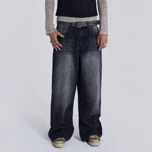 Denim Men's Cargo Pants High Waist Acid Wash Vintage Streetwear Casual 100% Cotton Lightweight Quick Dry Breathable Washable - Product Image 2