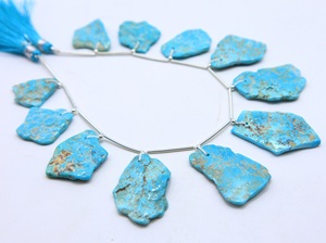 Natural Arizona Turquoise 11pcs Smooth Rough <b>Face</b> Drill Beads Loose Gemstone for Jewelry Making - Product Image 4