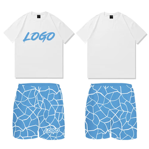 Men's Summer Breathable Quick Dry 100% Cotton Fashion Shorts and T-Shirt <b>Set</b> Plus Size Casual High Street Style <b>Twin</b> <b>Set</b> - Product Image 1