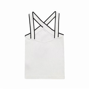 Wholesale Women Fashion Contrast Color Knit Tank <b>Tops</b> Sexy Backless <b>Cross</b> Straps Female - Product Image 3