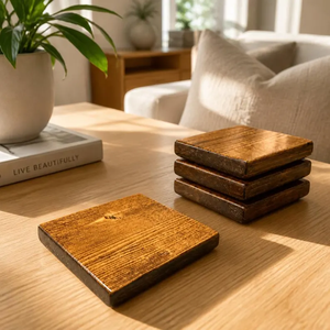 ชุดจานรองแก้วไม้สไตล์เรสติก 4 ชิ้น สำหรับตกแต่งโต๊ะบ้าน - Product Image 6