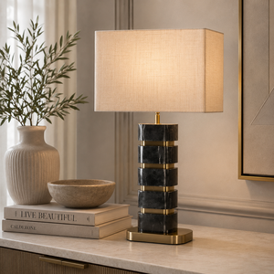 Refined Marble Living Room <b>Lamp</b> With Premium Cylindrical <b>Base</b> And Soft Relaxing Illumination Performance - Product Image 6