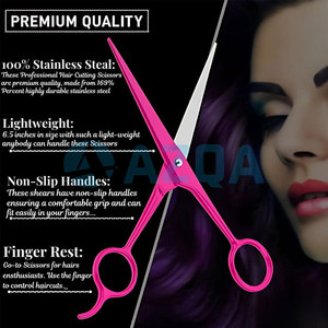 Ciseaux de coiffure en acier inoxydable de 6,5 pouces, couleur rose, avec inserts en silicone pour les doigts, pour usage professionnel en salon - Product Image 3
