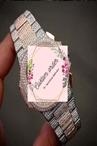 Montre de luxe automatique en acier inoxydable plaqué or avec moissanite VVS style hip-hop pour homme et femme - Product Image 4