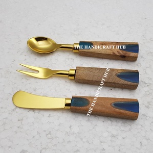 Ensemble de fromage design de luxe, ustensiles de cuisine, ensemble de couverts en acier inoxydable, ensemble de fromage avec manche en bois et résine, à prix d'usine très avantageux - Product Image 2