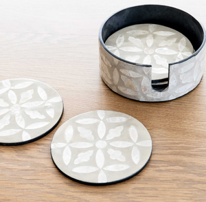 Sous-verres ronds en nacre, résistants à la chaleur, design oriental, pour tasses à thé, épaisseur 6 mm, lot de sous-verres en nacre - Product Image 6