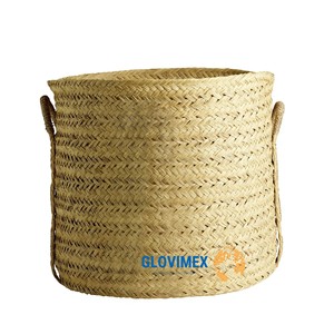 Premium Eco-Friendly Seagrass Rustic Closet & Laundry Storage Basket Handmade Natural Fiber Organizer by Vietrustic Wholesale - Product Image 1