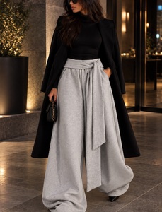 <b>Women</b>’s High Waist Wide Leg Sweatpants with Adjustable Wrap Tie Belt, Loose Fit Soft Fleece Lounge <b>Trousers</b>, Casual <b>Baggy</b> Street - Product Image 6