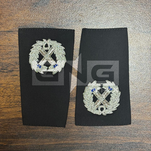Customized Hand Embroidered Shoulder Boards Black Fabric Cross Pattern <b>Sew</b>-On <b>Badges</b> Custom Design Bullion <b>Badges</b> - Product Image 2