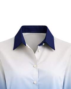 Chemise boutonnée à manches longues pour femme, dégradé blanc vers bleu roi, style décontracté pour le bureau, fabrication sur mesure, vêtements OEM personnalisés - Product Image 5
