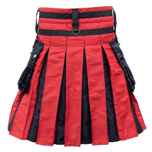 Kilt écossais moderne pour homme, style utilitaire, rouge et noir, avec chaîne antique, collection 2026 - Product Image 4