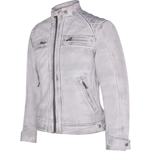 Customized Men’s Premium Distressed Leather <b>Jacket</b> – <b>White</b> Quilted Shoulder <b>Biker</b> <b>Jacket</b> for Casual Wearing - Product Image 3