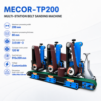 Machine de polissage en acier inoxydable personnalisable à une ou trois stations avec bande abrasive et roue de contact pour pièces métalliques 200 mm