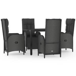 Conjunto de comedor de jardín mediano en ratán sintético negro - Product Image 2