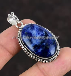 เครื่องประดับแนวโบฮีเมียนทำด้วยมือสีเงินสเตอร์ลิง925อัญมณีโซดาไลต์ธรรมชาติที่มีรูปร่างแบบคู่รักสวมใส่ง่ายในชีวิตประจำวัน - Product Image 6