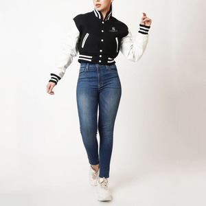 <b>Womens</b> Wool Body Letterman Jacket Leather Sleeves Custom Logo Embroidery Varsity Baseball Bomber Winter <b>Coat</b> - Product Image 5