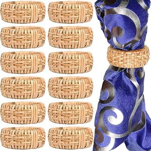 Tradebyd Anneaux de serviette en rotin élégants Accessoires de salle à manger rustiques écologiques pour les maisons élégantes - Product Image 1