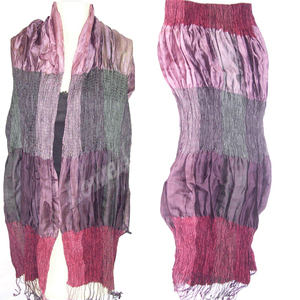 Elegante Bufanda Larga de Seda para Mujer, Diseño con Bloques de Color, Multifuncional, para Uso Diario en Todas las Estaciones, Estilo Étnico para Chicas - Product Image 3