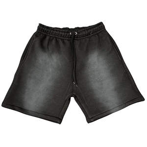 Shorts de jogging unis en molleton 100% coton, personnalisables, effet délavé soleil, délavé à l'acide vintage, ourlet brut, séchage rapide, pour le sport - Product Image 4