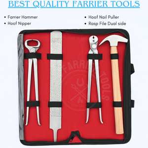 Kit de Herramientas de Herrador de Grado Industrial: Alicates de Herradura con Mordazas Afiladas, Herramienta para Quitar Clavos de Pezuña, Lima de Doble Cara y Martillo de Empuje en Estuche - Product Image 2