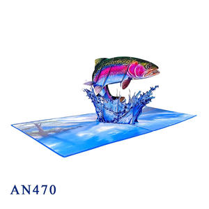 Tarjeta Pop-Up 3D Artesanal de Trucha Arcoíris, Diseño Animal de Última Tendencia, Hecho en Vietnam, Diseño Personalizado, Manualidades de Papel Cortado con Láser, al Mejor Precio - Product Image 3