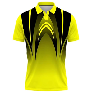 <b>Men's</b> Short Sleeve Polo Shirt Geometric Print Yellow Black Quick Dry Knitted Polyester Sporty Regular Fit - Product Image 1