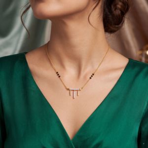 Elegant Women's Classic Rose Gold Plated 14K Yellow Gold Black Beaded <b>Long</b> <b>Necklace</b> Floral Drop Pendant Lab Grown Cut Diamonds - Product Image 4