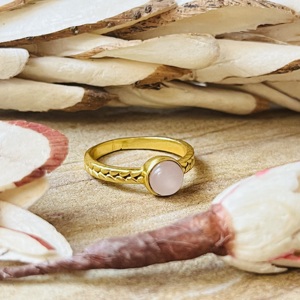 Modern Style Boho <b>Braided</b> Ring Dainty Brass Jewelry For Women 18k Gold Plated Rose Quartz Minimalist Ring For Wholesale/OEM/ODM - Product Image 3