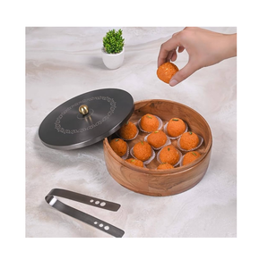 Boîte à chapati en bois faite à la main, boîte à roti, conteneur de taille personnalisée, forme ronde, pour hôtel et restaurant. - Product Image 5