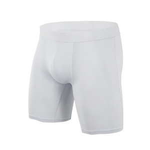Calzoncillos bóxer de cintura media para hombre, color negro sólido, de punto, con spandex y algodón, ropa interior sin costuras, estilo transpirable - Product Image 3