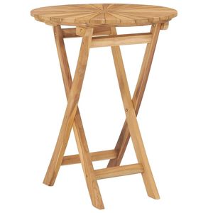 Tavolo da giardino pieghevole in legno di Teak massiccio 23.6 pollici di diametro mobili da esterno - Product Image 1