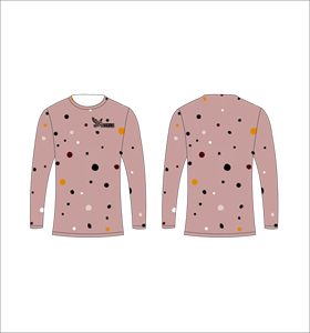 Maillot de sport personnalisé à manches longues en sublimation, léger, avec motif à pois multicolores et mauve, fabricant en gros - Product Image 1