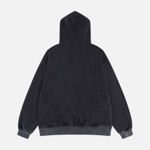 Sudadera con capucha de lavado ácido de gran tamaño de alta calidad logotipo personalizado impreso ropa de calle informal para hombres y mujeres hechas de sudaderas de lana - Product Image 2